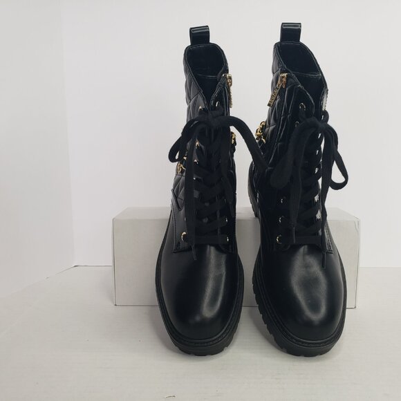 NWOB GUESS Women's Jellard Lace Up Quilted Round Toe Combat Booties Black - Picture 3 of 7